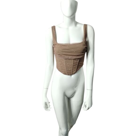 Y2K Windsor Women's Small Mesh Corset Bustier Crop Whimsical Shimmer Top Party - Picture 1 of 12